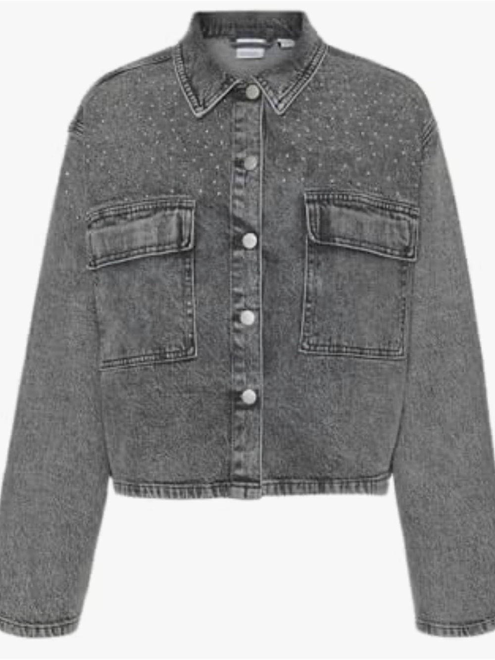 Vero Moda Gray Studded Cropped Denim Jacket ptp 22 length 22